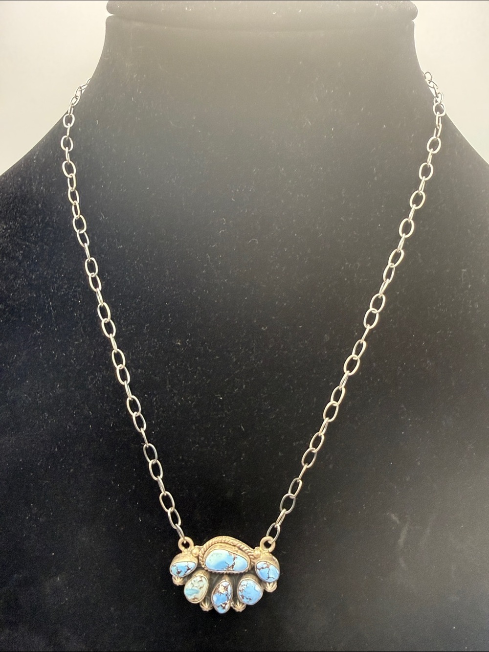 925 Matte Sterling Silver Golden Hills Turquoise Stone Pendant Necklace 16-18” - Picture 2 of 6